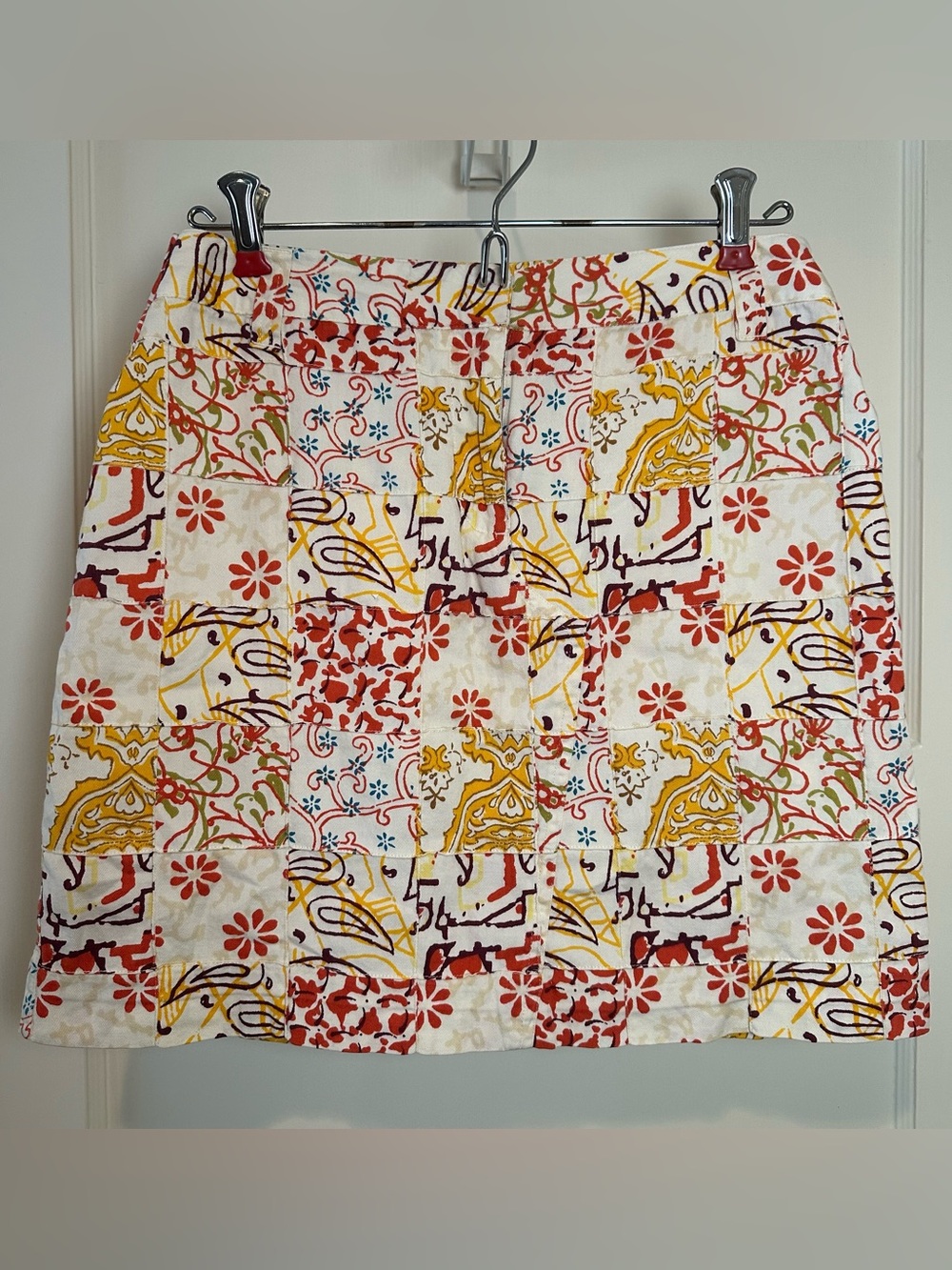 J Crew Multi Pattern, Multi Color Patchwork Mini Skirt - Size 4